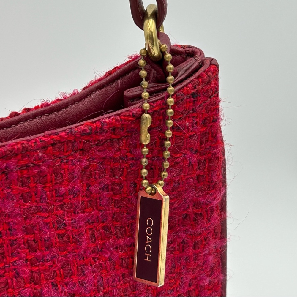 Vintage Coach Y2K Magenta Tweed Shoulder Bag - Picture 2 of 16